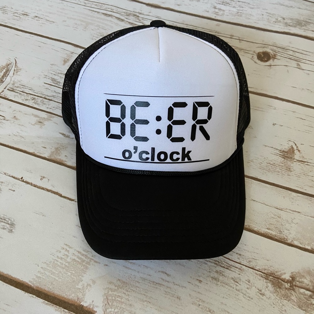 Beer o’clock funny foam front ponytail trucker hat